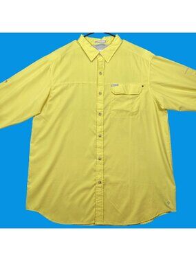 Columbia Mens Yellow Long Sleeve Button-Up Fishing Hiking Shirt Ventilated SZ L